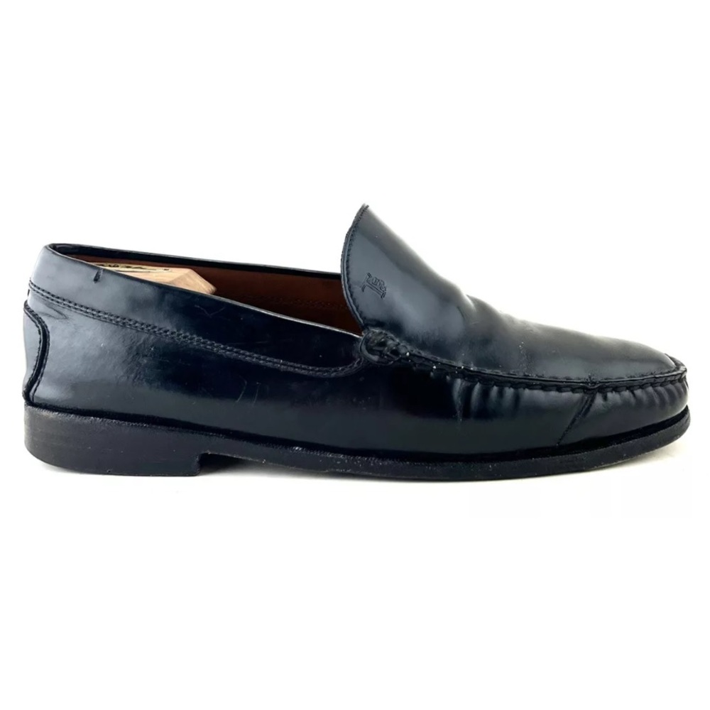 Tods Black Leather Loafer Slip On Shoes